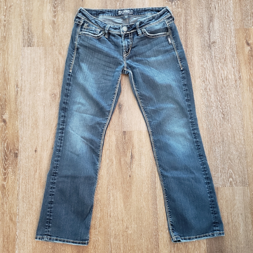 Silver Jeans Dark Wash Lola 17" W30 x L30 Crystal Embellished Pockets